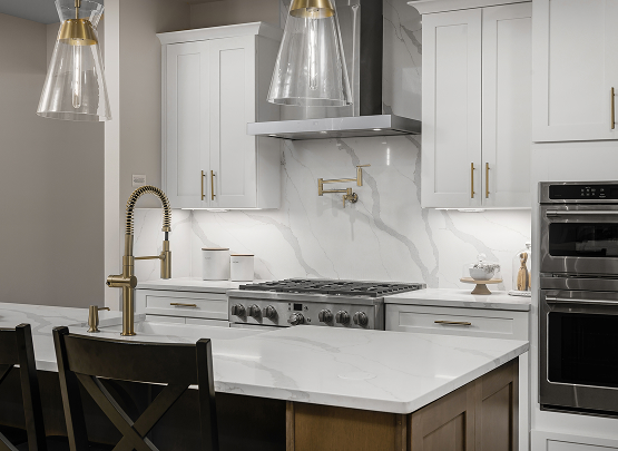 Luxury modern NV Homes kitchen with white cabinetry