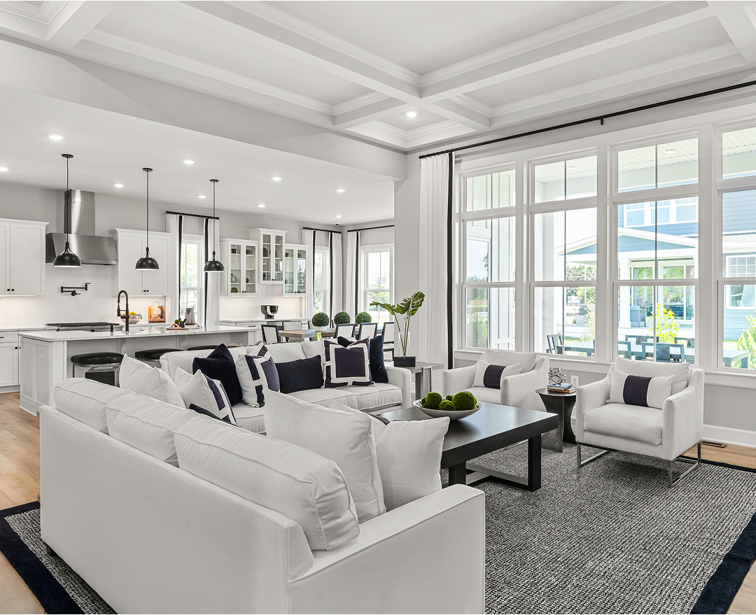 Modern NV Homes open-concept living room and kitchen